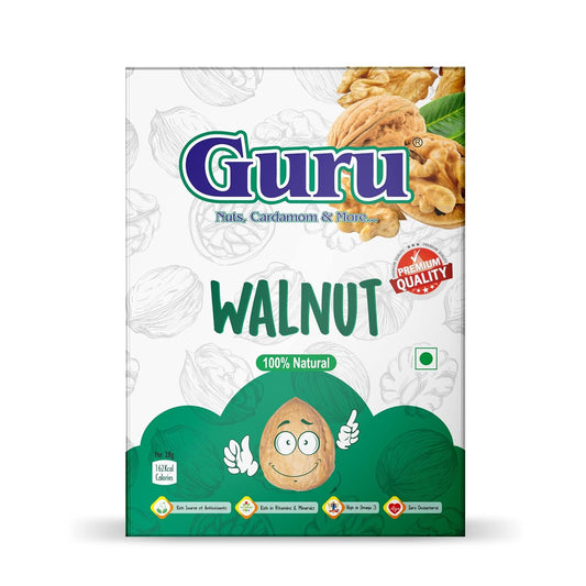 Guru Walnut Kernels Extra Light Halves 200g Box Pack| Premium Akrot Giri | Pure Without Shell Broken Walnut Kernels | High in Protein & Iron | Low Calorie Nut | Cholesterol Free | Box Pack