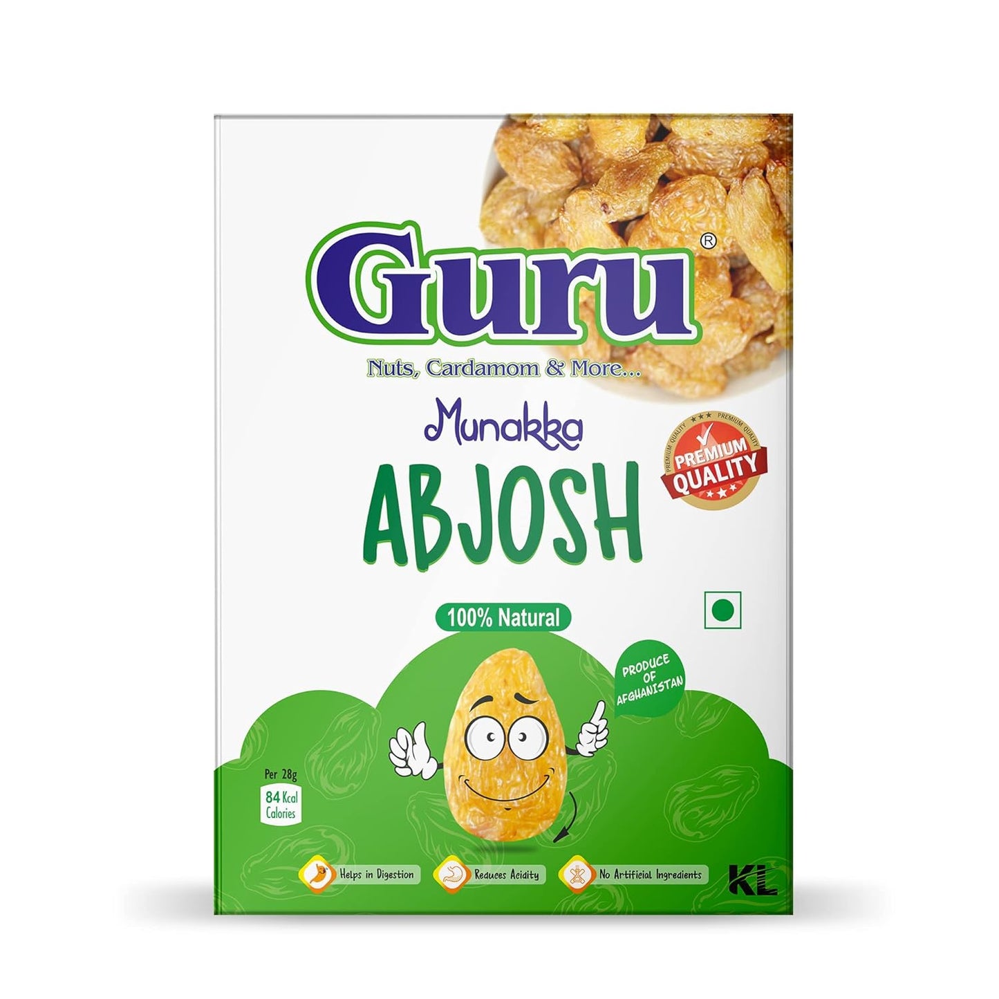 Guru Munakka Shahi Abjosh Golden Raisins 200g Box Pack| Guru Premium Afghani Munakka | Golden Raiains | Munakka Dried Fruits | Delicious & Healthy Snack | High in Antioxidants, Naturally Sweet & tasty