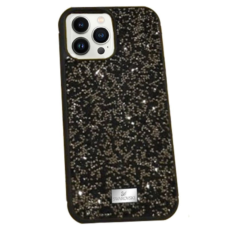 Premium Swarovski Swan iPhone 12 Series Case - Black Silver