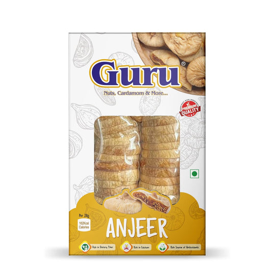 Guru Anjeer Shahi 200g Box Pack | Dried Figs | Anjeer | Rich Source of Fibre Calcium & Iron | Low in calories and Fat Free | Immunity Booster | Box Pack