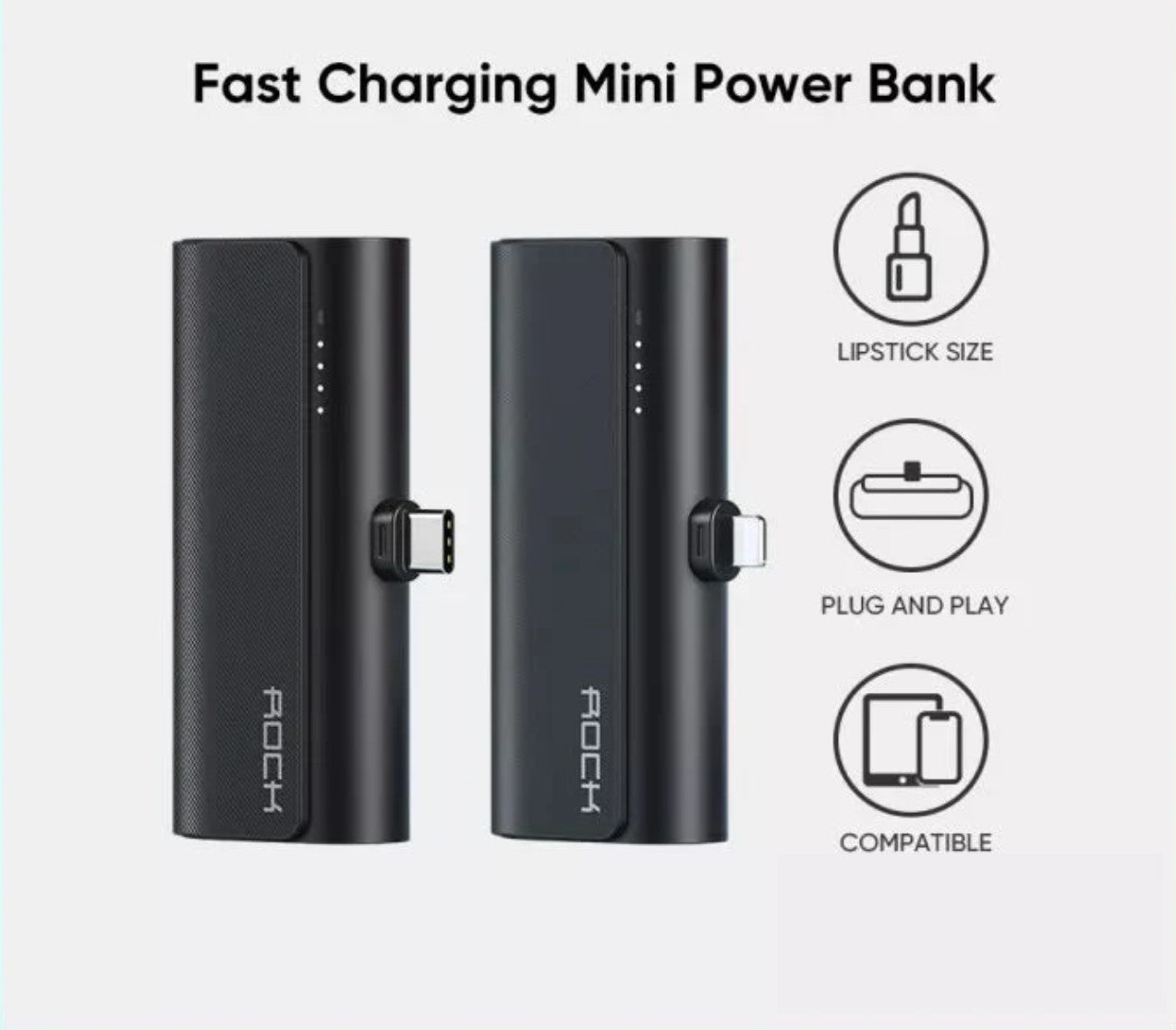 ROCK P81 Type-c Port Portable Mini Power Bank Fast Charging Mobile Power Banks Best Selling