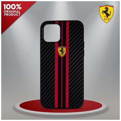 Ferrari Horse On Track Carbon PU Hard Case with Stripes and Metal Logo For 12 Series