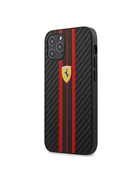 Ferrari Horse On Track Carbon PU Hard Case with Stripes and Metal Logo For 12 Series