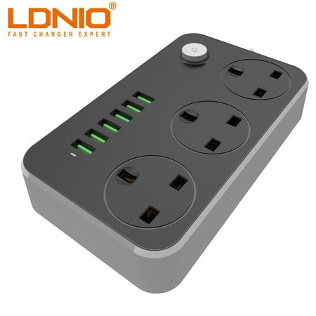 LDNIO 3.4A 2500W 6 USB Ports Power Extension (SC3604) – Grey