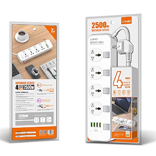 Ldnio 2500w  Power Extension With 4 USB-A Ports & 4 Power Sockets EU Plug